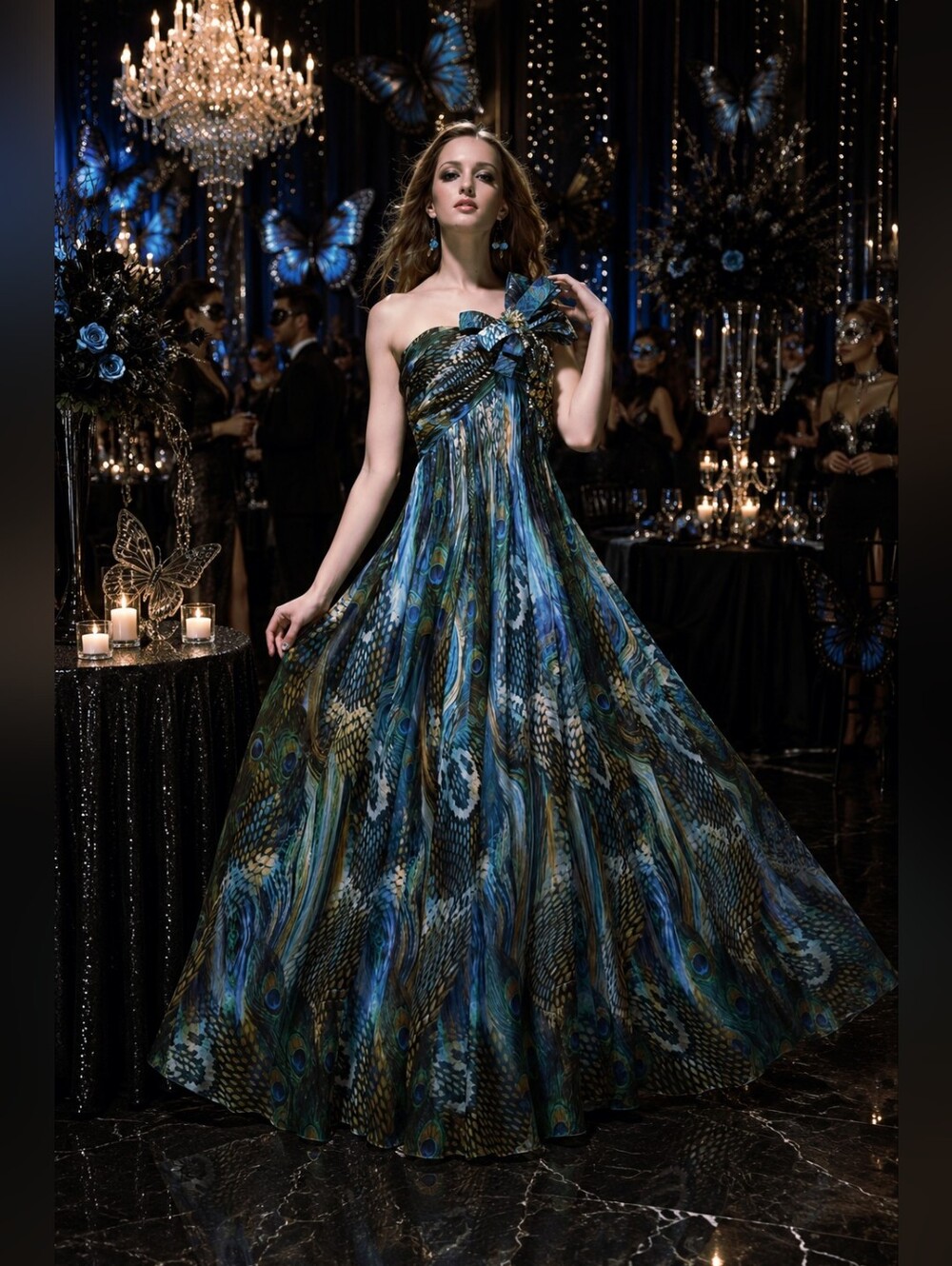 Multicolor One Shoulder A-line Dress